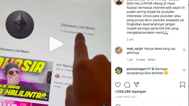 YouTube Gen Halilintar dan Adik Atta Halilintar Hilang Diretas Hacker Rusia