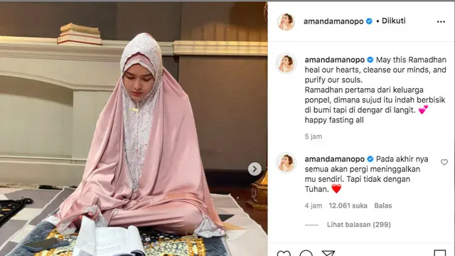 Unggah Foto Mengenakan Mukena, Amanda Manopo Bikin Heboh Warganet. (instagram.com/amandamanopo)