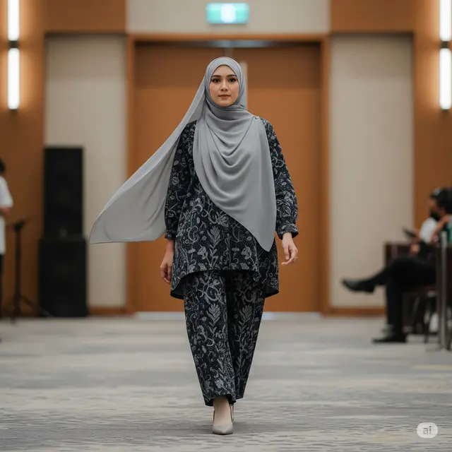 Setelan Batik Monokrom Oversized