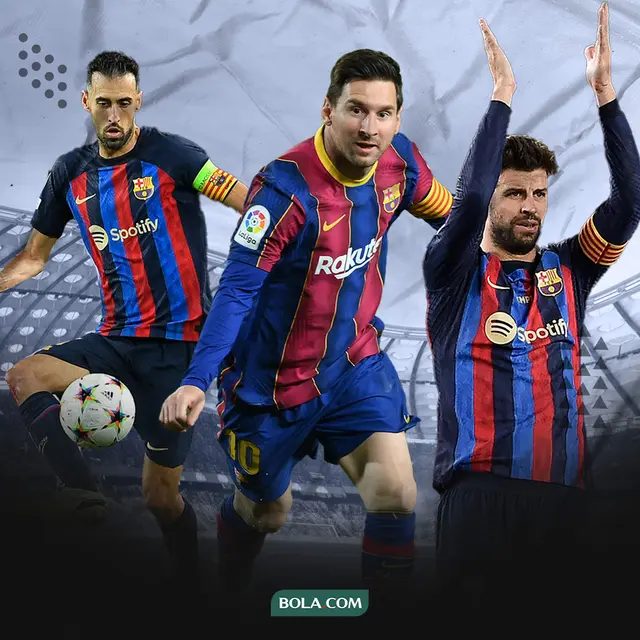 Barcelona - Sergio Busquets, Lionel Messi, Gerard Pique