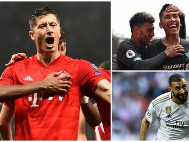 Berikut ini 10 bomber haus gol di Liga Champions musim 2019/2020. (Kolase Foto dari AFP)