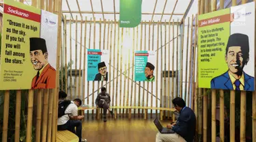Pameran Paviliun Indonesia yang digelar saat pertemuan IMF-Bank Dunia di Bali, Senin (8/10). Paviliun Indonesia digagas oleh Kementerian Badan Usaha Milik Negara (BUMN). (Liputan6.com/Angga Yuniar)