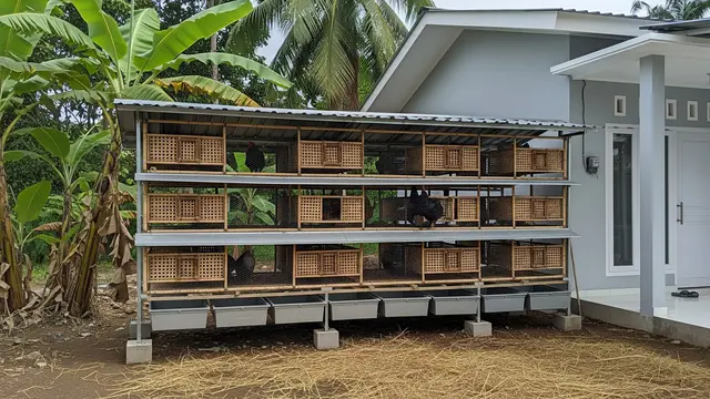 Ide Kandang Ayam Semi Terbuka dengan Ventilasi Maksimal di Samping Rumah Anti Bau Model Bertingkat dengan Ventilasi Silang