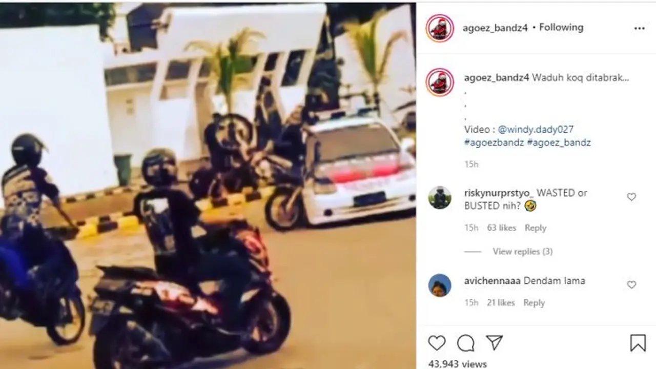 Lagi Asik Freestyle Malah Nabrak Mobil Polisi (Instagram @agoez_bandz4)