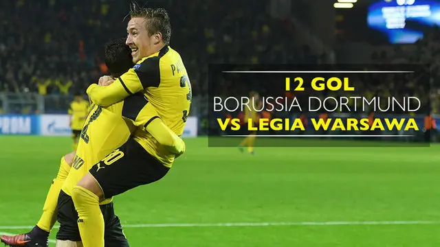 Video 12 gol yang tercipta pada laga Borussia Dortmund vs Legia Warsawa di Liga Champions, Selasa (22/11/2016).