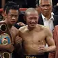 Daud Yordan kalahkan Yoshitaka Kato dengan menang angka mutlak pada pertarungan di Balai Sarbini, Jumat (5/2/2016) malam (Johan Tallo/Liputan6.com)