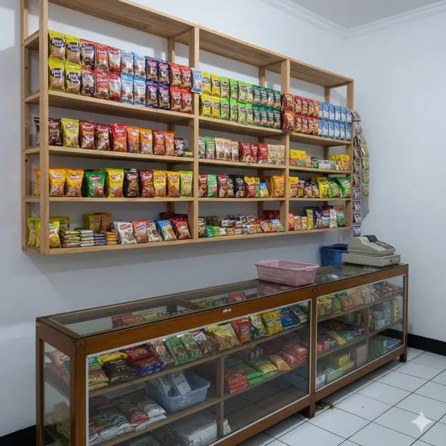 Desain Rak Gantung Warung  Hemat Tempat