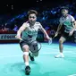Ganda putri Indonesia, Apriyani Rahayu/Siti Fadia Silva Ramadhanti, bertanding pada 32 besar French Open 2023 di Glaz Arena, Rennes, Prancis, Selasa (23/10/2023). (Bola.com/PBSI)