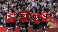 Selebrasi pemain Manchester United usai mendepak Coventry City di semifinal Piala FA (AFP)