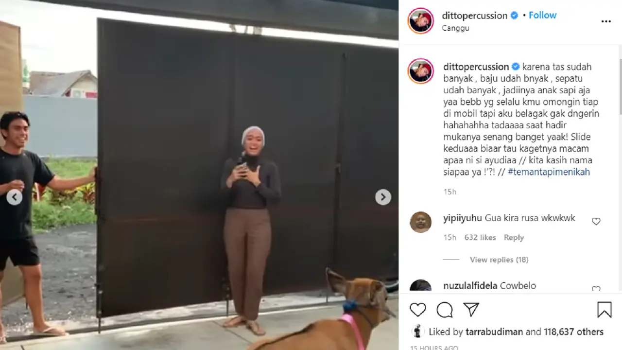 Unik, Ditto Percussion Hadiahi Ayudia Bing Slamet Anak Sapi pada Hari