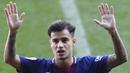 Philippe Coutinho dibeli Barcelona dari Liverpool dengan nilai transfer sebesar 142 juta pound sterling, nilai tersebut menjadikan Coutinho pemain termahal sementara pada bursa transfer januari 2018. (AP/Manu Fernandez)