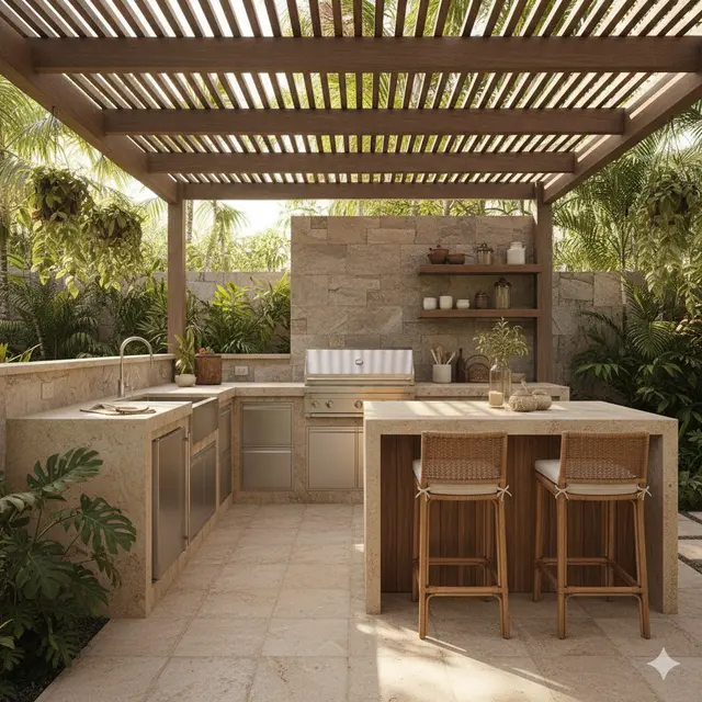Inspirasi Dapur Outdoor Ala Rumah Tropis
