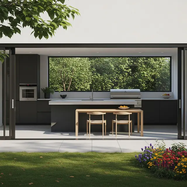 Model Dapur Minimalis di Belakang Rumah (Image by Gemini AI)