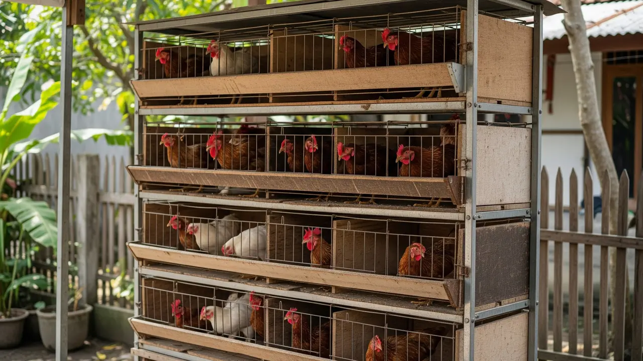 Desain Kandang Baterai Ayam Petelur Modal Minim