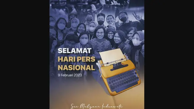 Unggahan di akun sosial media Instagram Menteri Keuangan Sri Mulyani mengucapkan Selamat Hari Pers Nasional 2023.