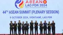 Kehadiran Wapres Ma'ruf Amin pada Konferensi Tingkat Tinggi (KTT) ke-44 dan ke-45 ASEAN, di Vientiane, Laos didampingi Menteri Koordinator Politik, Hukum, dan Keamanan Hadi Tjahjanto, Menteri Koordinator Perekonomian Airlangga Hartarto, dan Menteri Luar Negeri Retno LP Marsudi. (AP Photo/Dita Alangkara)