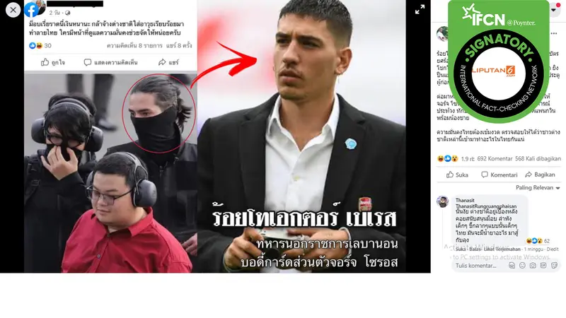 Viral, Foto Bek Arsenal Dicatut sebagai Pengawal Pribadi Aktivis Thailand