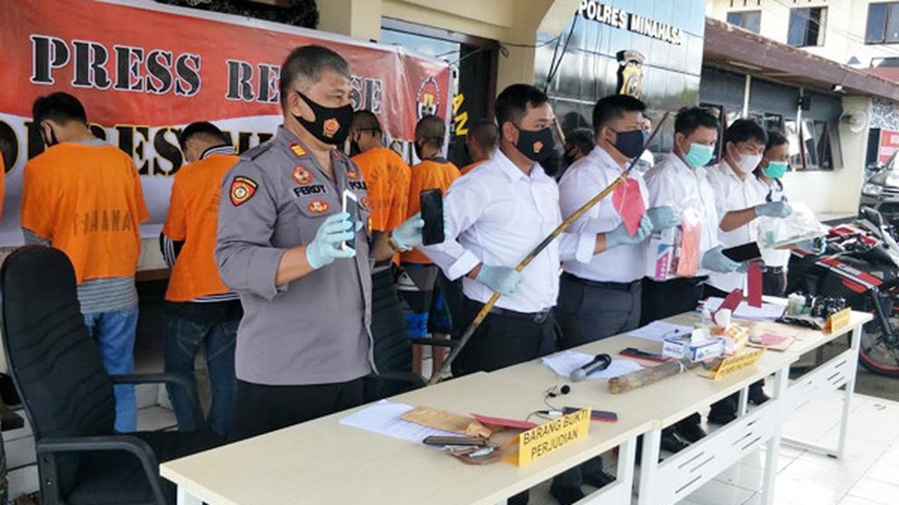 Polres Minahasa saat menggelar jumpa pers, Senin (11/1/2021).