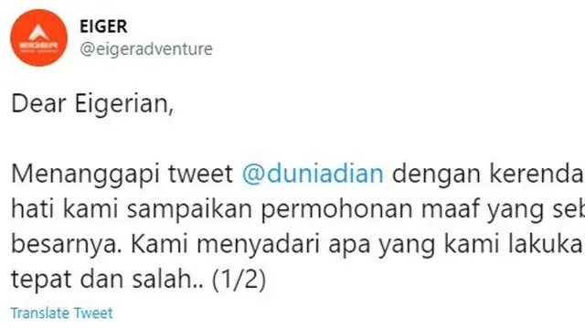 Youtuber Kaget Mendapat Surat Protes Usai Review Produk, Apa Tanggapan Eiger?