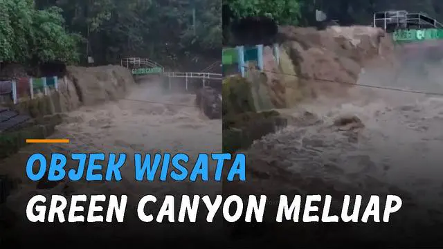 Sebuah objek wisata air meluap mengundang. Kejadian itu terjadi di Green Canyon, Kampung Tonjong Roke, Kecamatan Pangkalan.