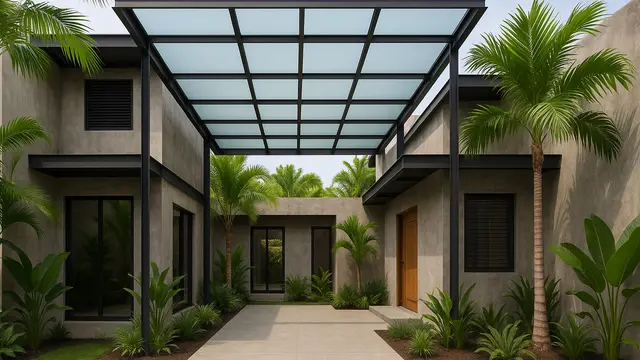Rumah Tropis Modern dengan Kanopi Kaca (Foto: ChatGPT)
