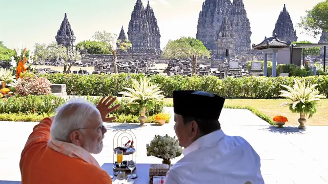 PM India Narendra Modi dan Presiden Prabowo kunjungi Prambanan, Rabu (8/7/2026).