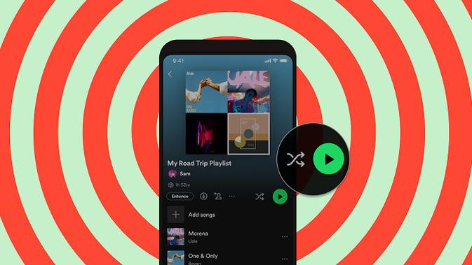 Spotify mengumumkan akan memisahkan tombol Play dan Shuffle untuk para pelanggan Premium. (Dok: Spotify).