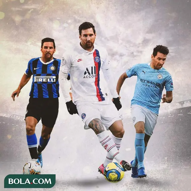 Ilustrasi - Lionel Messi, Inter Milan, PSG, Manchester City