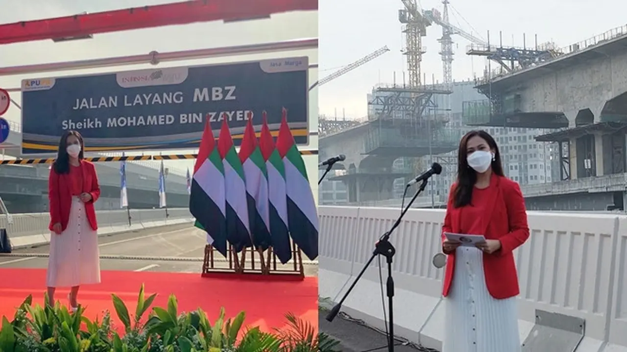 Jadi MC, Ini 6 Potret Ersa Mayori di Peresmian Jalan Layang MBZ Sheikh Mohammed Bin Zayed