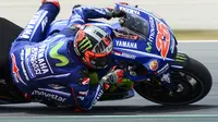 Pembalap Movistar Yamaha, Maverick Vinales gagal mendapatkan posisi start bagus pada kualifikasi MotoGP Catalunya 2017. (Josep LAGO / AFP)