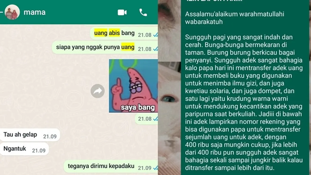6 Chat Anak Rantau Minta Uang ke Orangtua Ini Kocak, Pakai Stiker Memelas