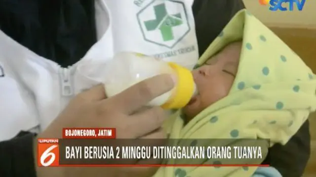 Bayi berusia sekitar 2 mingguan ini ditinggal di kursi sebuah warung dengan sekotak susu formula.