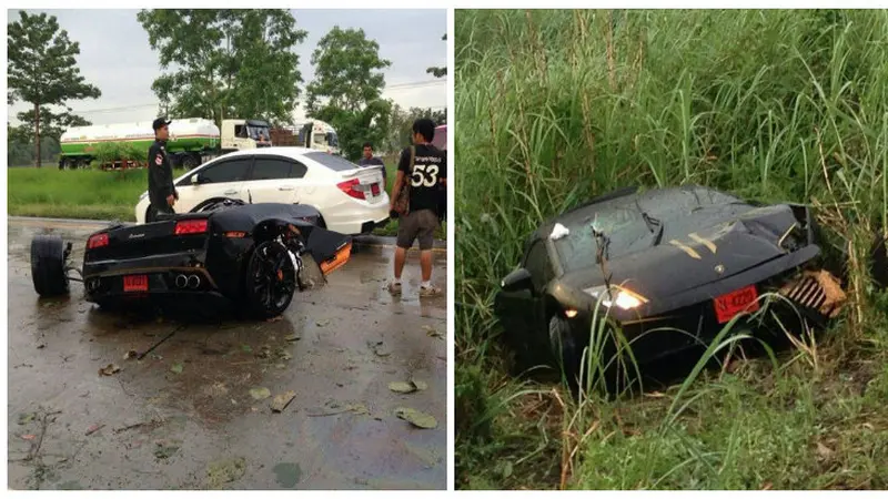 Ngebut Saat Hujan, Lamborghini Gallardo Ini Terbelah Dua