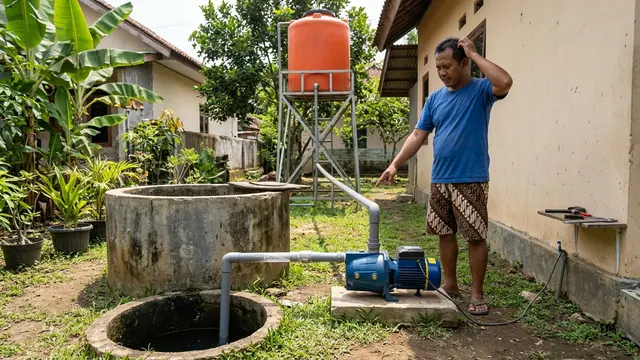 Penyebab Mesin Pompa Air Menyala tetapi Air Tidak Kunjung Keluar (AI Generated)