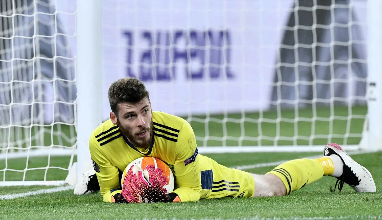 De Gea benar-benar berperan krusial dalam menjaga gawangnya agar tak kebobolan lebih banyak. Kiper asal Spanyol itu tercatat melakukan 10 kali penyelamatan. (Foto: AFP/Filippo Monteforte)