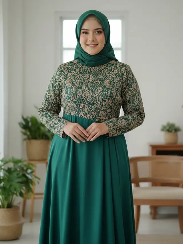Model Dress Brokat untuk Orang Gemuk dan Pendek (Foto: Gemini AI)