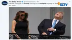 Donald Trump bersama Ibu Negara dan putranya ikut menyaksikan gerhana matahari di balkon Gedung Putih.