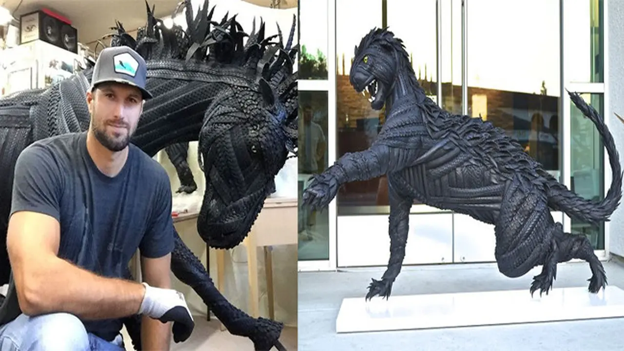 patung dari ban bekas