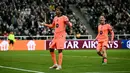 Pada menit-menit akhir pertandingan, tekanan Barcelona membuahkan hasil pada menit 90+5 ketika Dani Olmo dijatuhkan Malick Thiaw di dalam kotak penalti. Lamine Yamal maju sebagai eksekutor dan dengan tenang menaklukkan Aaron Ramsdale pada menit 90+6. Tampa dalam foto, penyerang Barcelona asal Spanyol, Lamine Yamal, merayakan golnya selama pertandingan leg pertama babak 16 besar Liga Champions 2025/2026 melawan Newcastle United di St James' Park, Newcastle-upon-Tyne, timur laut Inggris pada Selasa 10 Maret 2026 waktu setempat atau Rabu 11 Maret 2026 dini hari WIB. (Paul ELLIS/AFP)