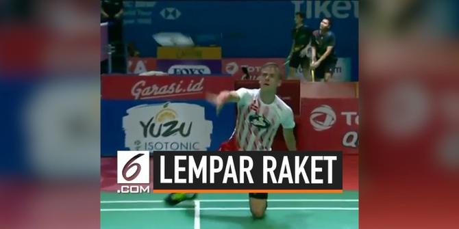 VIDEO: Lawan Jonatan Christe, Pebulu Tangkis Denmark Lempar Raket