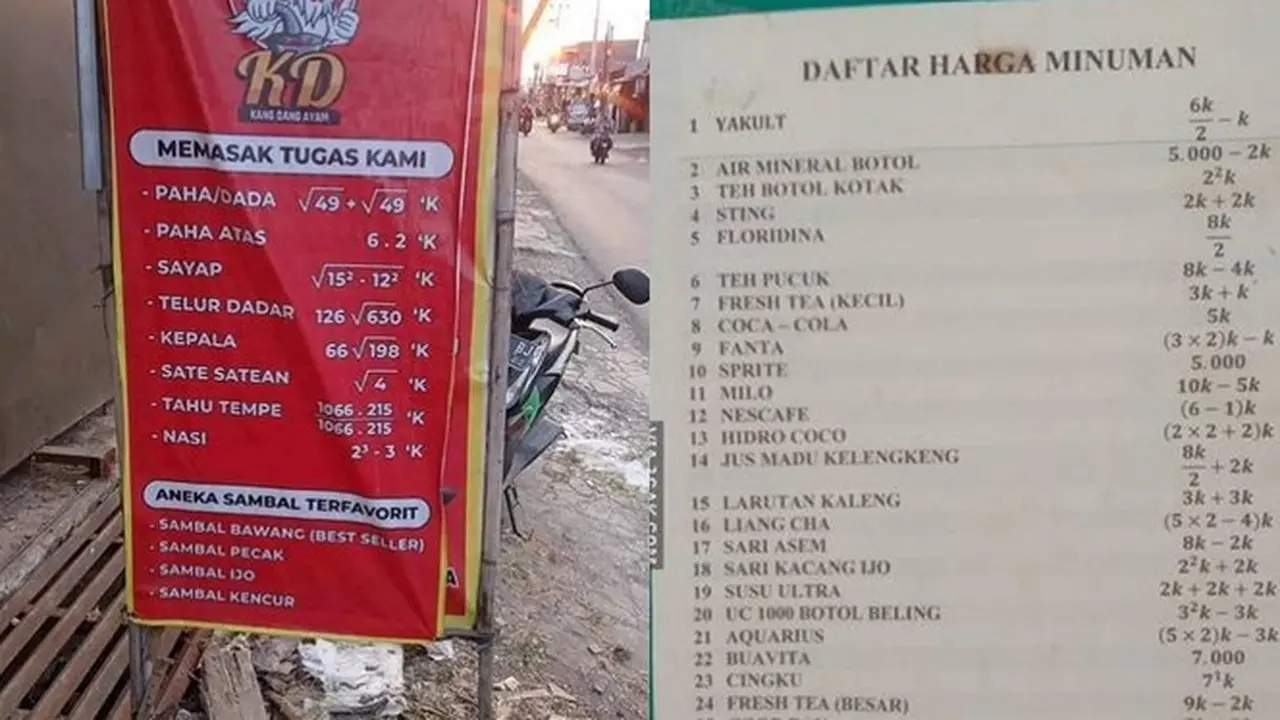 6 Harga Makanan Pakai Rumus Matematika Ini Bikin Pembeli Pusing, Kocak