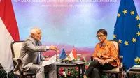 Menlu Uni Eropa Josep Borrell dan Menlu RI Retno Marsudi di Jakarta. Dok: Twitter @JosepBorrellF