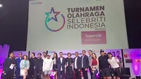SCTV dan RANS Entertainment mengadakan konferensi pers turnamen olahraga selebriti Indonesia di SCTV Tower, Jakarta Pusat, pada Selasa (4/7/2023) malam WIB. (Bola.com/Muhammad Adi Yaksa)