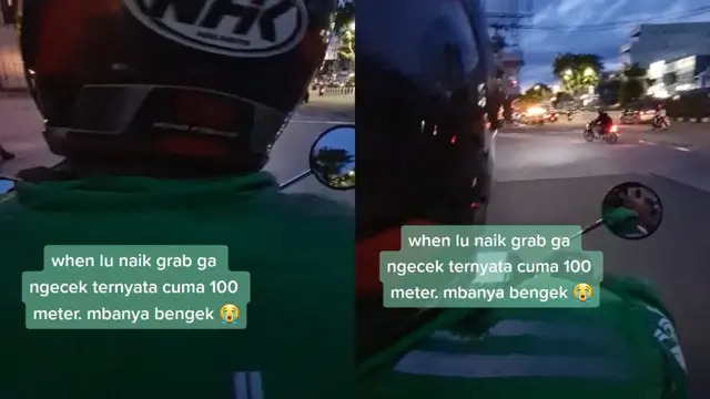 Seorang pria menempuh jarak 100 meter menggunakan jasa transportasi online