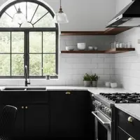 Konsep Dapur Tanpa Lemari Atas/Gemini AI.