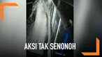 Terekam CCTV, aksi tak senonoh yang dilakukan sepasang muda-mudi di jembatan layang terminal Tirtonadi, Surakarta, Jawa Tengah.