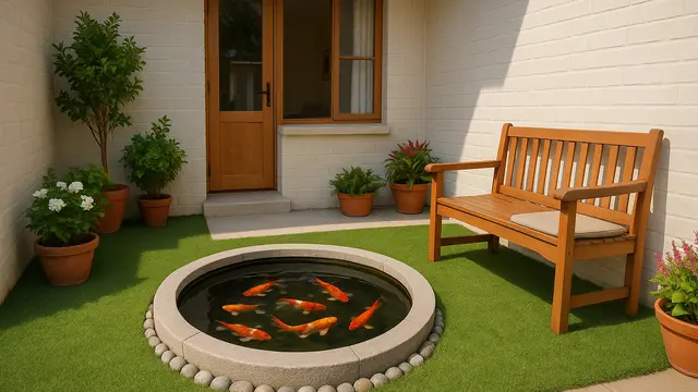 Layout Rumah 4x5 Meter Plus Kolam Ikan dan Teras Santai