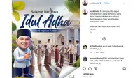 Menteri BUMN Erick Thohir menyampaikan doa dan harapannya di momen perayaan hari raya Idul Adha 1445 Hijriyah. Hal ini disampaikan melalui akun Instagram pribadinya. (Sumber: akun Instagram @erickthohir)