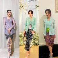 Tissa Biani tampil ayu dengan kebaya kutubaru warna hijau tosca, dilengkapi stagen hijau dan kain batik. [@tissabiani].