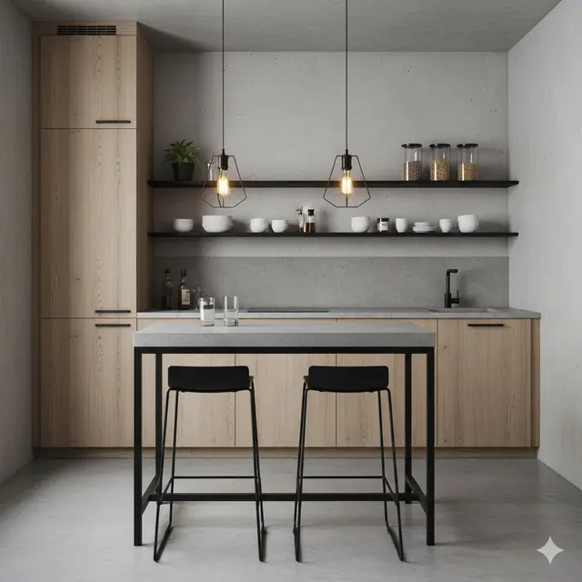 Inspirasi Dapur Industrial Hemat Biaya di Rumah Kecil. Gemini